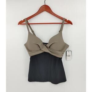 Island Escape Tankini Top Womens 10 Sand Gemini‎ Twisted Front Modest